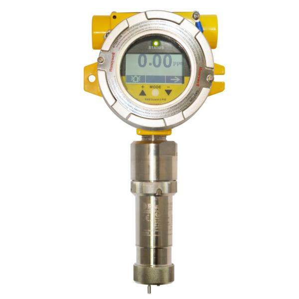 Digital pressure gauge displaying measurements on a white background, featuring the RAEGuard 2 PID model.