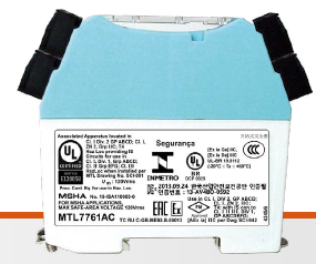 Power supply for LED light displayed, featuring MTL7761AC Zener Barrier for hazardous area applications.